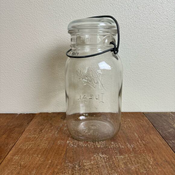 BALL Mason Jar 1933-1962 QUART Jar Bale Locking Glass Lid Embossed - Picture 5 of 9